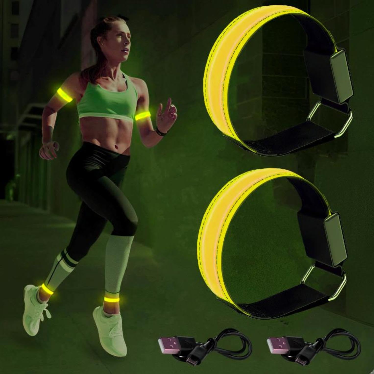 

fogman Светодиодный браслет для бега и ходьбы, 2 шт., для предотвращения несчастных случаев, (желтый) оранжевый