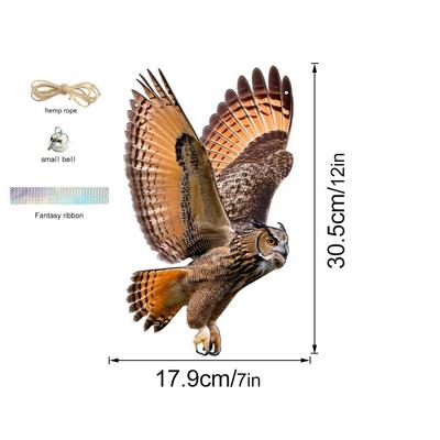 Repelente de Aves Impermeable Control de Plagas Con Colgante Reflectante para Asustar Pájaros Con Campana Simulación de Búho Colgante Repelente de Pájaros Jardín
