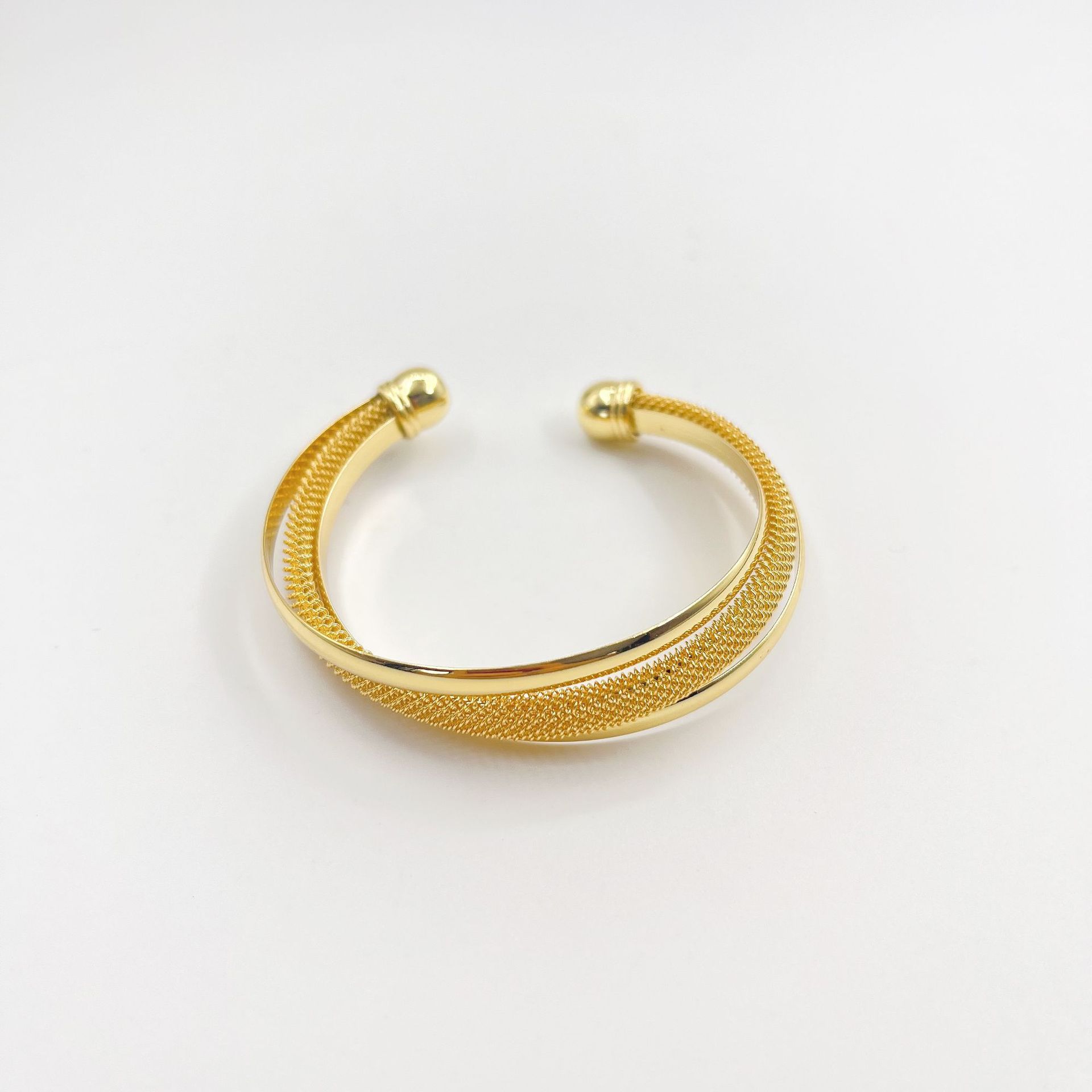 

Песочный позолоченный 24-каратный сетчатый многослойный открытый браслет-воротник, комплект мужских и женских украшений