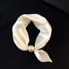 New Spring and Summer Thin Pearl Necklace Magnetic Buckle Lazy Silk Scarf Women's Pendant Scarf Collarbone Chain Silk Scarf