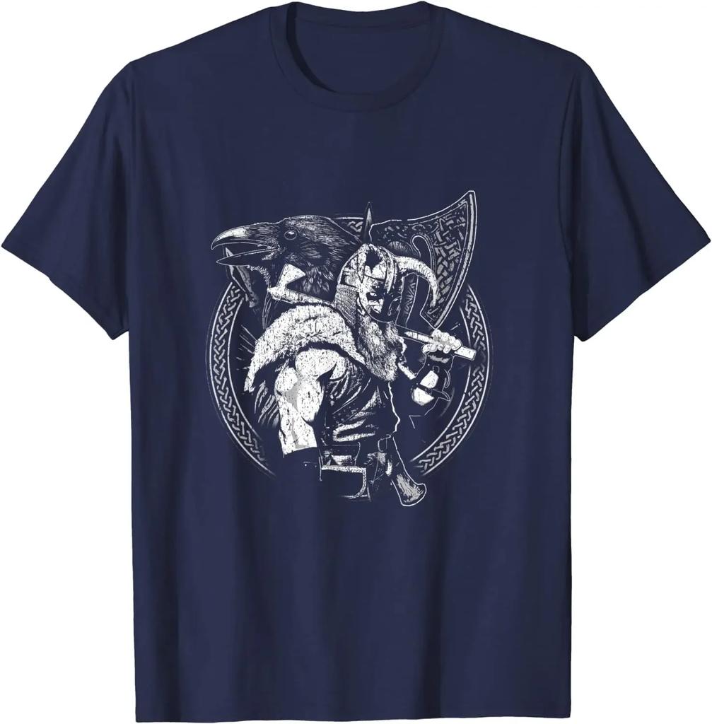 Norse Mythology God Odin Raven Warrior TShirt 100 Cotton ONeck Summer Short Sleeve Casual Unisexs Tshirt Size S3XL