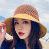 Summer Hats For Women Knitted Breathable Foldable Sun Hat With Bow Sun Protection Sunshade Korean Beach Hat Cap Travel New