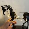 Horse Sculpture Hollow Design Metal Horse Statue Three-dimensional Horse Art Ornament for Rustic Home Decoration