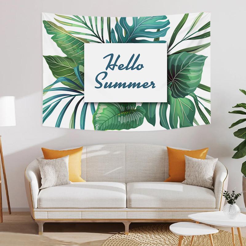 Summer Cartoon Tropical Jungle Monstera Background Printed Polyester Tapestry Wall Hanging Tapestries For Bedroom Dorm Decor