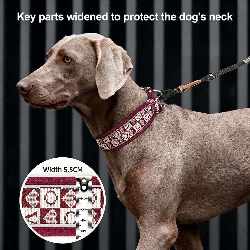 Vintage Retro Reflecterende Hondenhalsband Metalen Gesp Ademend Verstelbaar Buiten Wandelen voor Middelgrote Grote Honden