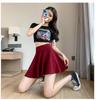 Summer Basic Skirts Women Shorts Mini Elastic Pleated Skirts High Waist Bubble Sun Skirts School Girl Uniform Lined Safety Pants