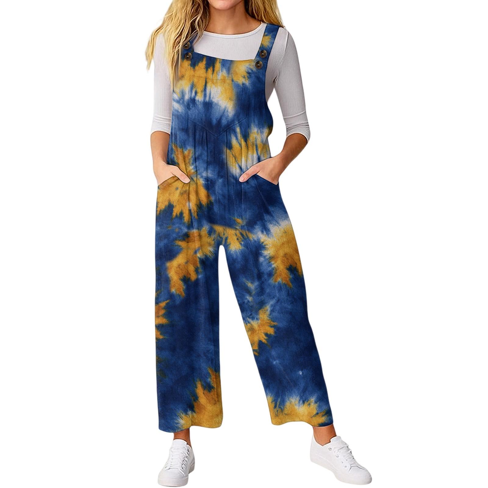 

Жіночий повсякденний комбінезон без рукавів з принтованим комбінезоном, модний та вільний комбінезон XL жовтий