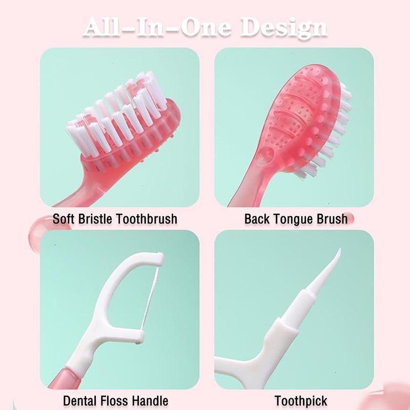 Bursting Bead Toothbrush Disposable Portable 5-In-1 Soft Bristle Dental Floss And Toothpick