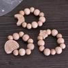Baby Beech Wood Pacifier Clip Hand Ring Set Wooden Round Bead Soother Nipple Chain For Nursing Toy Infant Teether Teething Chain
