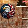 Vintage American Eagle Metal Wall Art Round Aluminum Sign Patriotic Decor