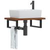 Wall Mounted Washbasin Countertop with Bracket Steel and Solid Oak Wood