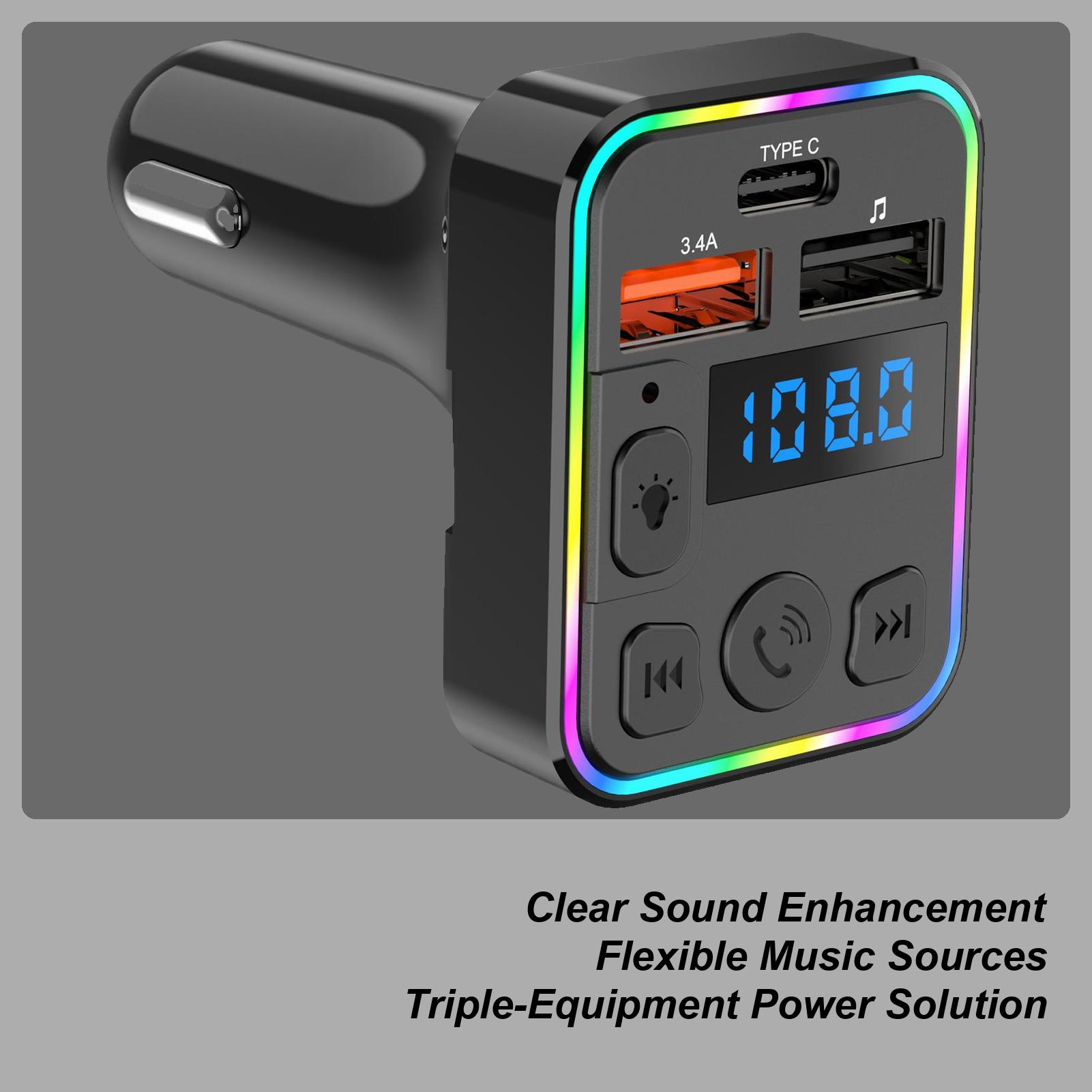 

FM Transmitter For Car Wireless Car FM Receiver Double USB With Type-C Port Receiver Plug-and-play For Truck Radio Conversion RV China Mainland