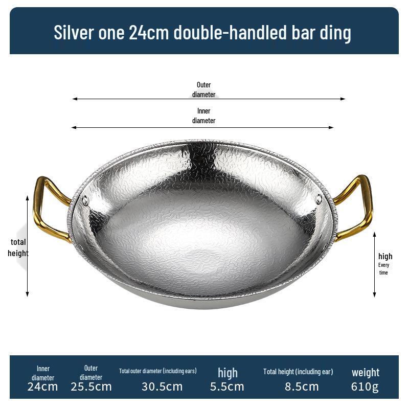 Gold Double Ear Stainless Steel Seafood Pot with Alcohol Stove for Camping