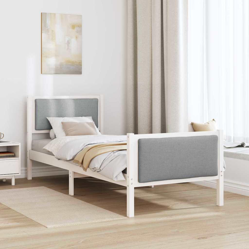 Bed Frame with Headboard Light Grey 75 x 190 cm Fabric