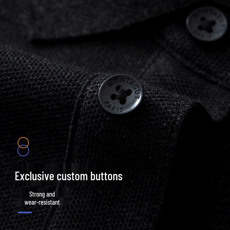 MONTAGUT Men's Autumn/Winter 100% Cotton Pique Long-Sleeve Polo Shirt