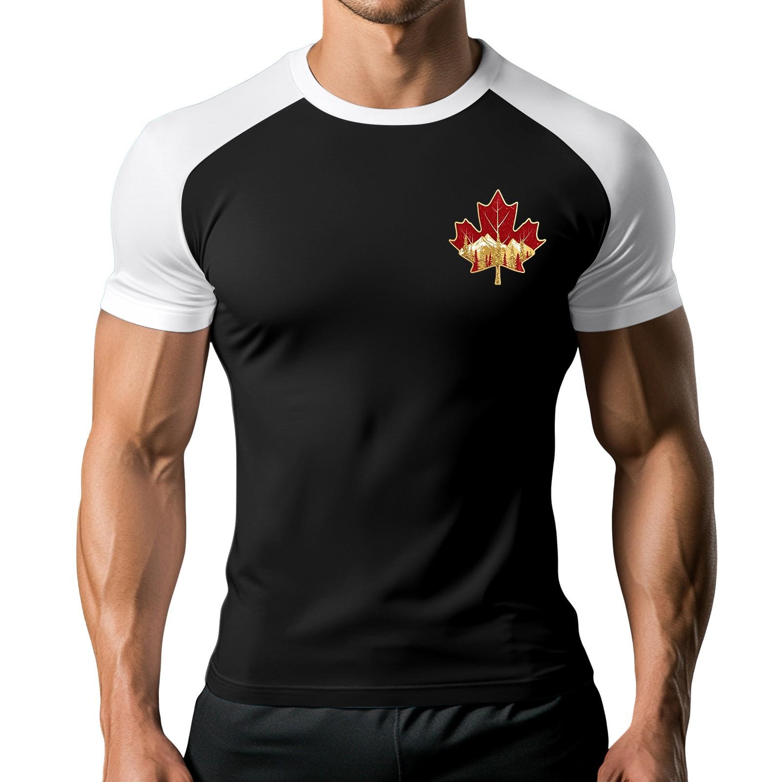 Мужская модная спортивная футболка с коротким рукавом и принтом контрастного цвета L чёрный 1579₽