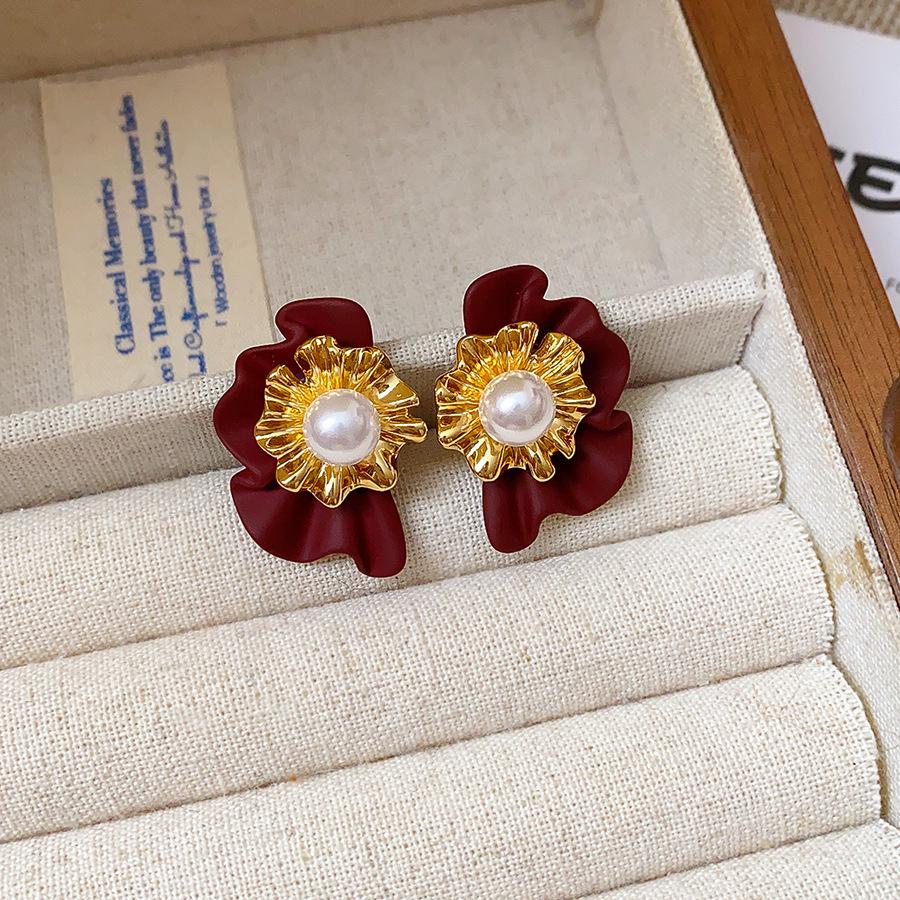Ancola Silver Needle Red Heart Earrings – Fashionable, Luxurious & Elegant for Autumn/Winter 2025
