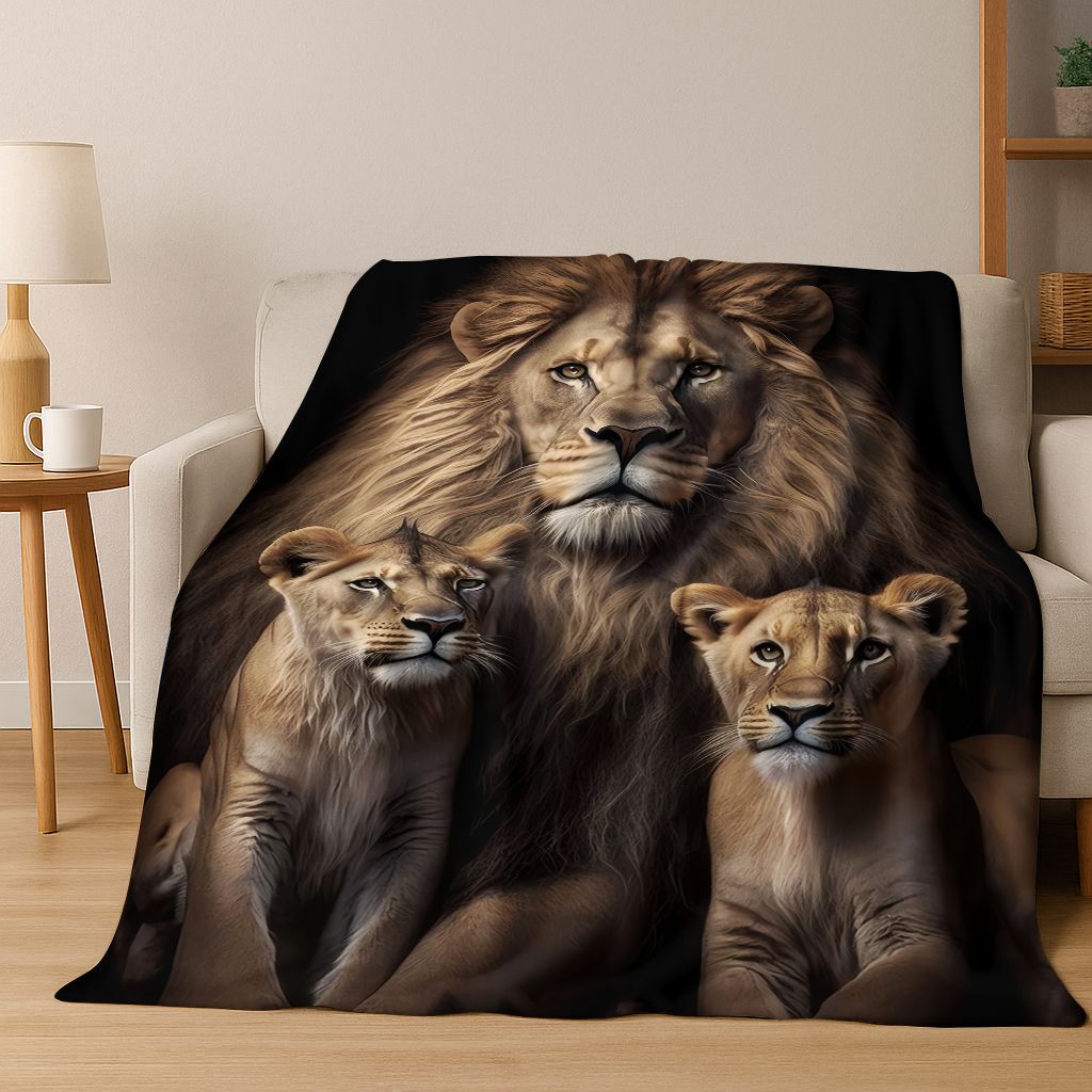 26 Style Wild Animal Lion Beast Cartoon Flannel Blanket,Warm Cozy Soft Throw Blanket for Home Bedroom Bed Sofa Picnic Cover Kids