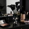 3D Skull Decorative Vase, Black Resin Flower Holder, Gothic Home Decor, Halloween Table Centerpiece, Unique Gift for Alternative