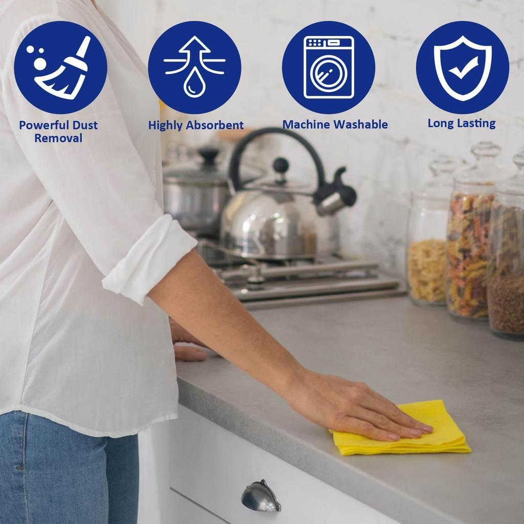 Microfiber Cleaning Cloths (12-Pack), 14" X 14", Ultra Absorbent, Lint-Free, Streak-Free, Reusable, Ideal For Car, Kitchen, Window, And Household