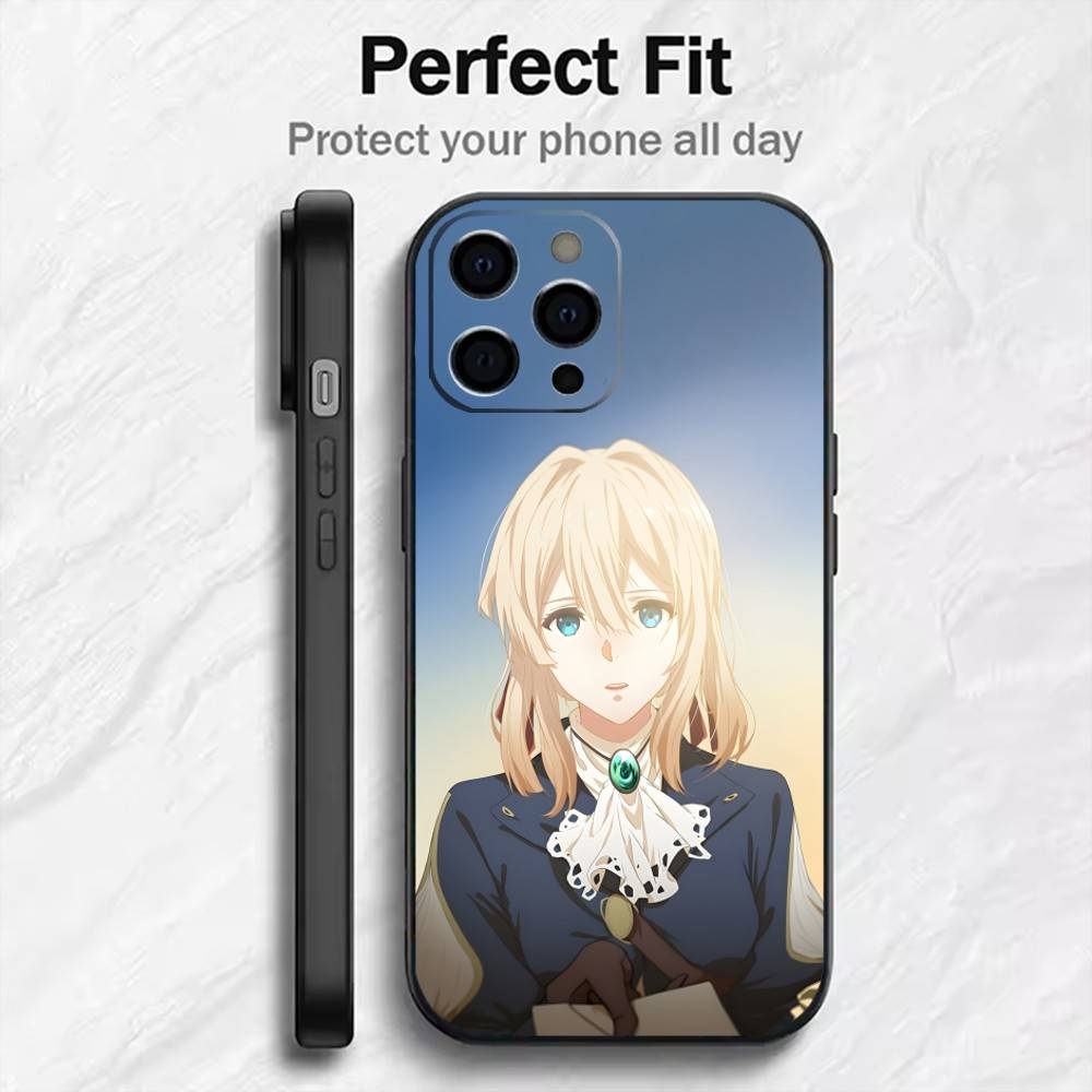 V-Violet Love Anime V-E Phone Case For iPhone17,16,15,14,13,12 Plus,Max Soft Silicone Black Cover