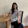 Summer Fake Two-Piece Puff Hem V-Neck Blouse Women's Summer Design Sense Age-Reducing Loose Short Sleeve Baby Shirt Top