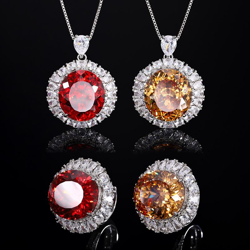 Jewelry Simulation Bird'S Nest Cut Champagne Orange Egg Shaped Luxury Set 18 * 20