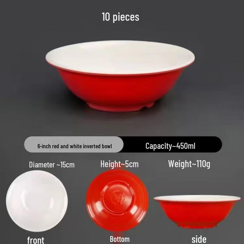 Melamine Deep Round Serving Bowls (10-Pack)