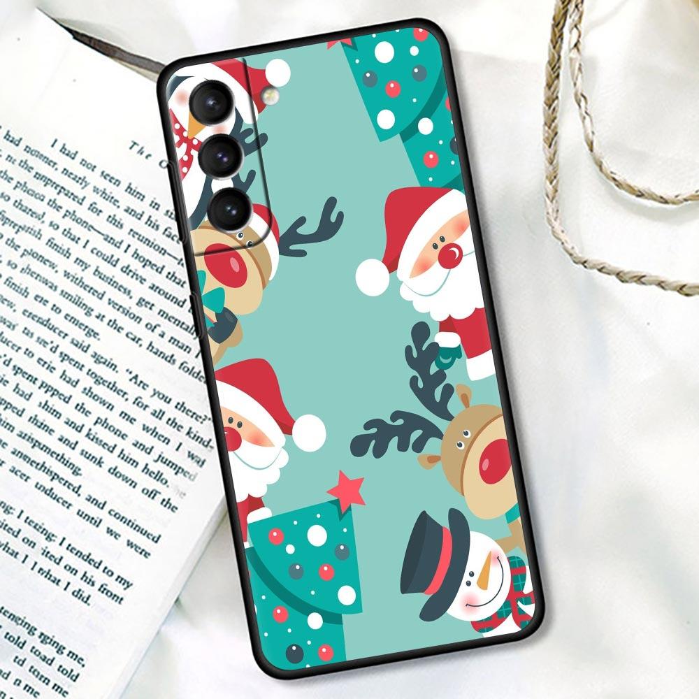 S24Ultra For Samsung Galaxy S21 S20 FE S22 Ultra 10 S23 S24 Plus Phone Case Funda Cover Merry Christmas Gift Santa Claus Snowman