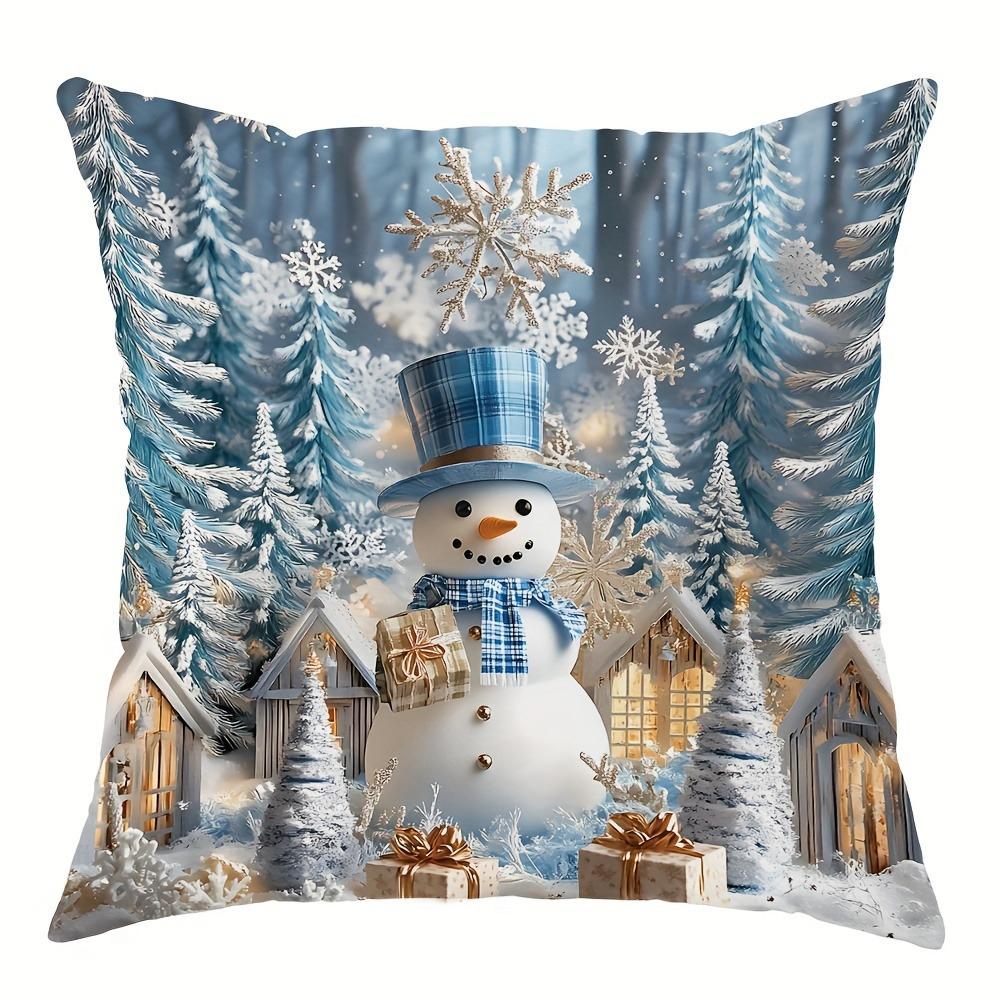 Christmas decoration pillowcase winter Christmas tree snowman pattern is suitable for home room sofa cushion cover gift