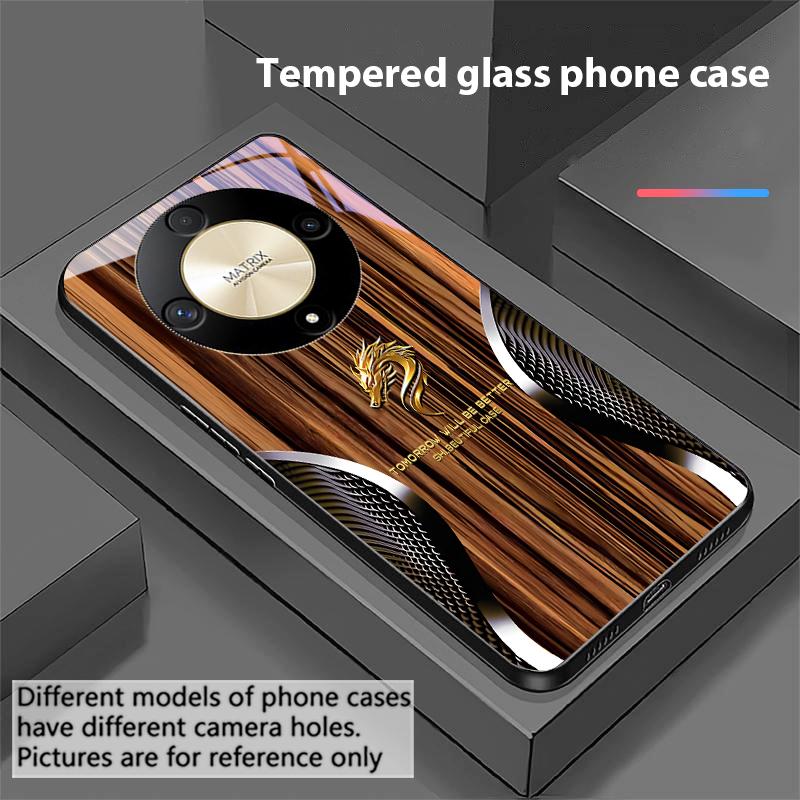 Wood Grain Snake For Honor Magic 6 50 70 90 Lite X7b 200 Pro Nova 10 Nova 5T X6 P30 Pura 70 Ultra Tempered Glass Phone Case