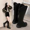 2025 Autumn and Winter New Chinese Heel Square and Round Head Boots Children's European and American Trends Thick-soled Foreign Trade But Knee Women's