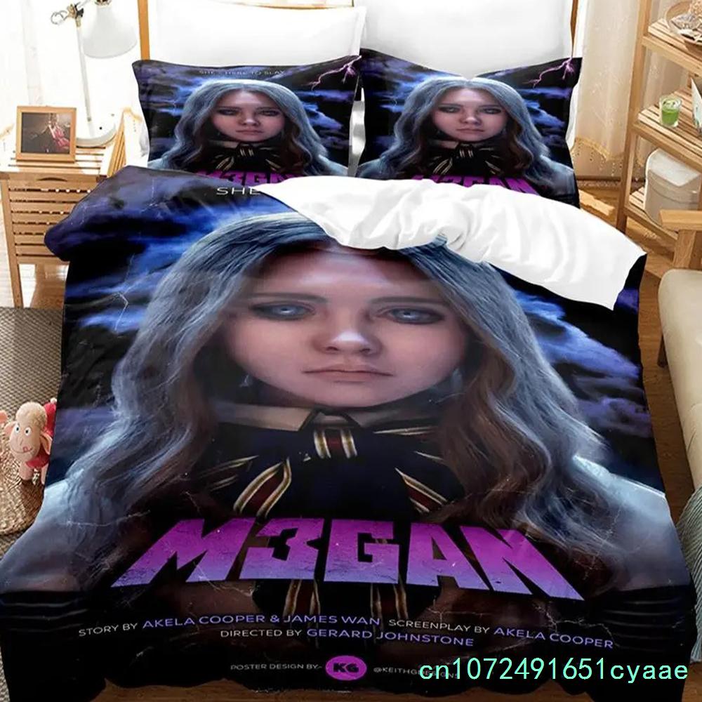 M3GAN Movie Bedding Set Single Twin Full Queen King Size Bed Set Aldult Bedroom Duvetcover Sets 3D Anime Bed Sheet Set