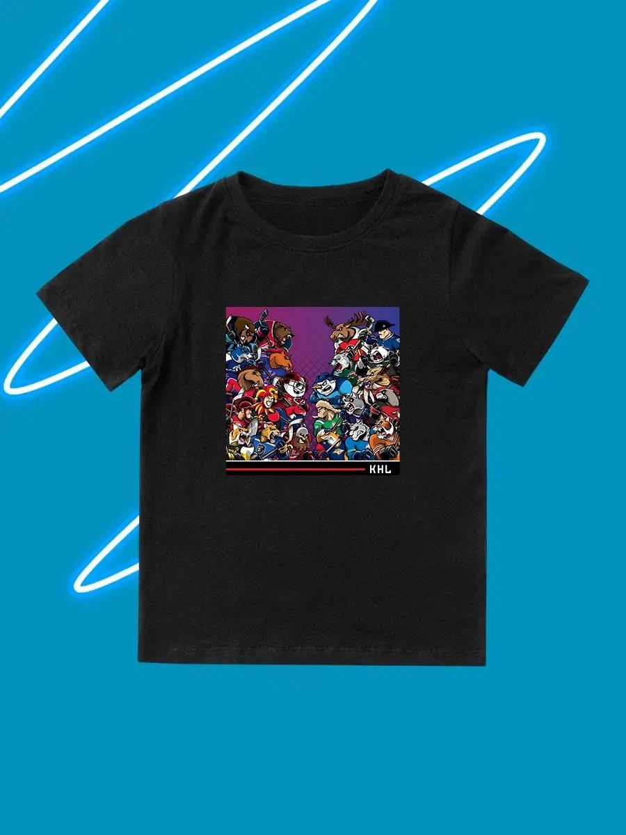 Round Neck Printed Pattern Pullover Short Sleeve Kids Tops KHL 110