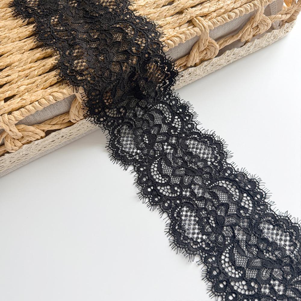 8cm Wide Eyelash Lace Trim Eyelash Edge Scalloped Edge Lace Sewing Trim Sheer Soft Garment Embellishment Accessory