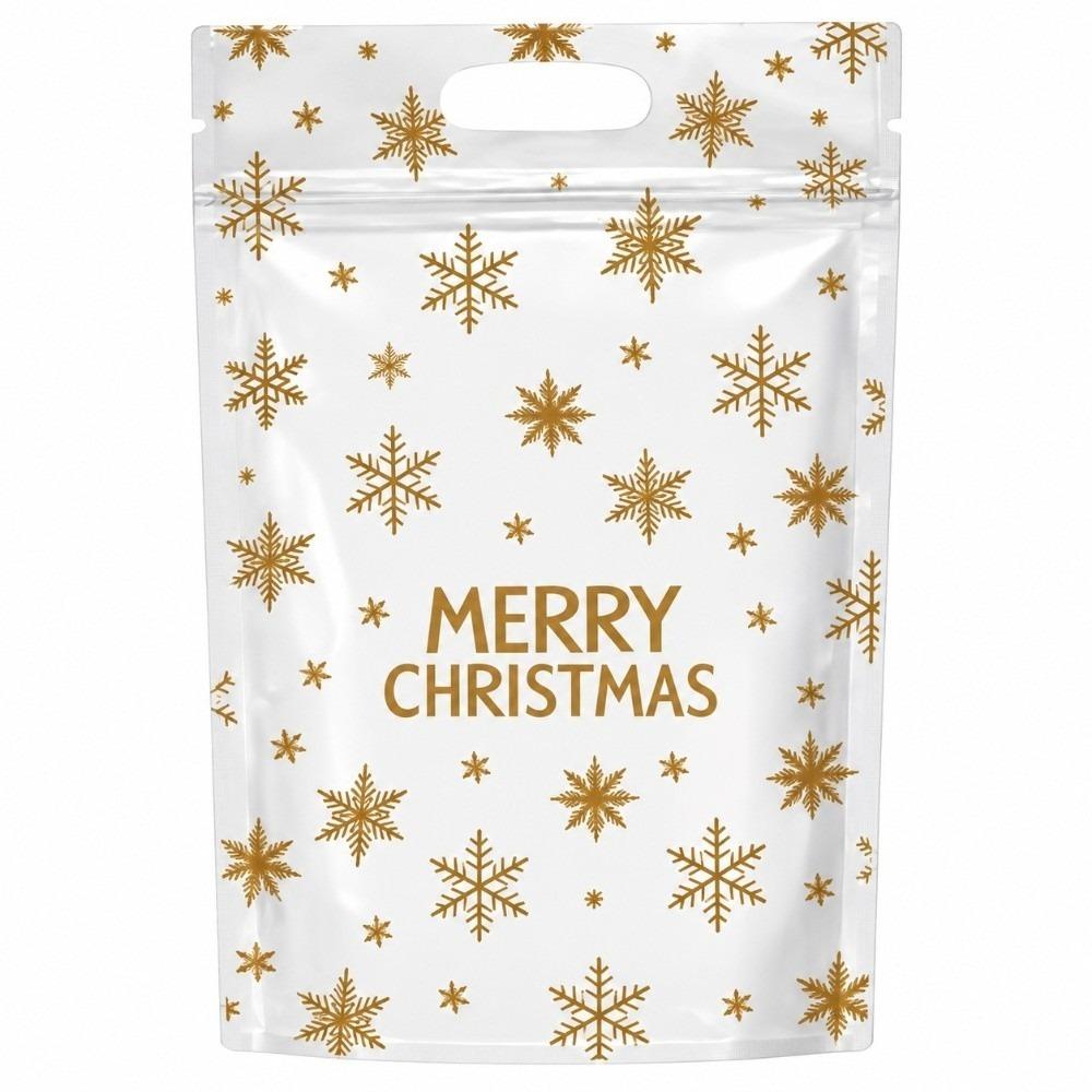 50pcs with Handles Christmas Sealing Bags Plastic Packaging Bags Candy Cookie Bags  Xmas Holiday
