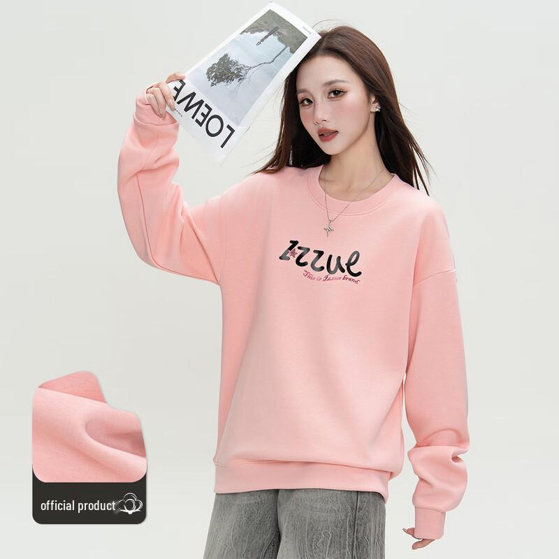Izzue Women's Letter Print Crew Neck Sweatshirt