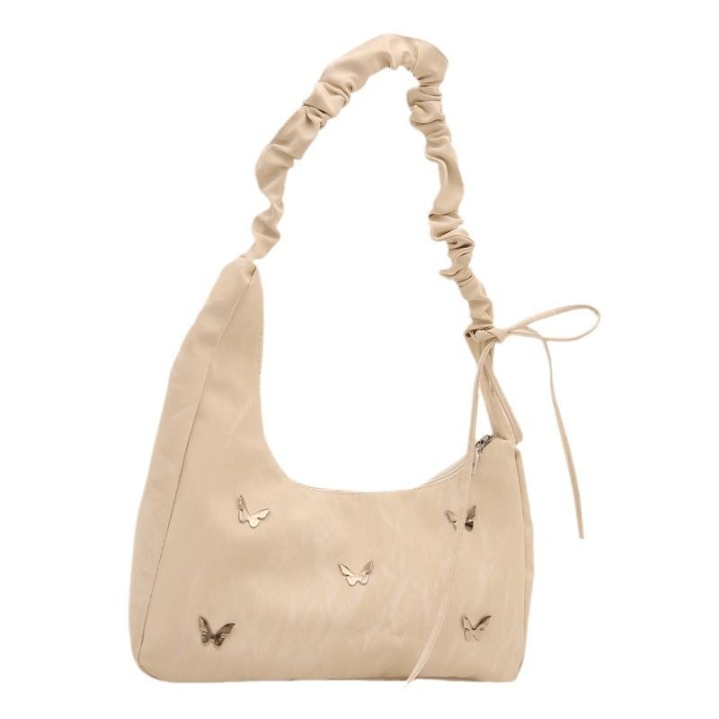 New Fashionable Butterfly Armpit Shoulder Bag Fashionable Trendy Crossbody Bag Pleated Design Dumpling Bag