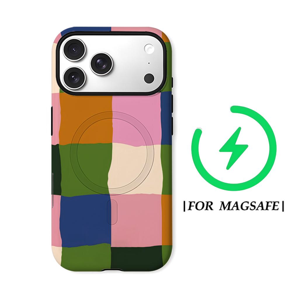 Color Blocks Phone Case for iPhone 17 16 15 14 13 12 11 X XS XR XSMAX 7 8 Air Pro Max Plus Luxury Double-layer Back Cover
