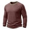 Mens Long Sleeve Round Neck Basic Color Block T Shirt