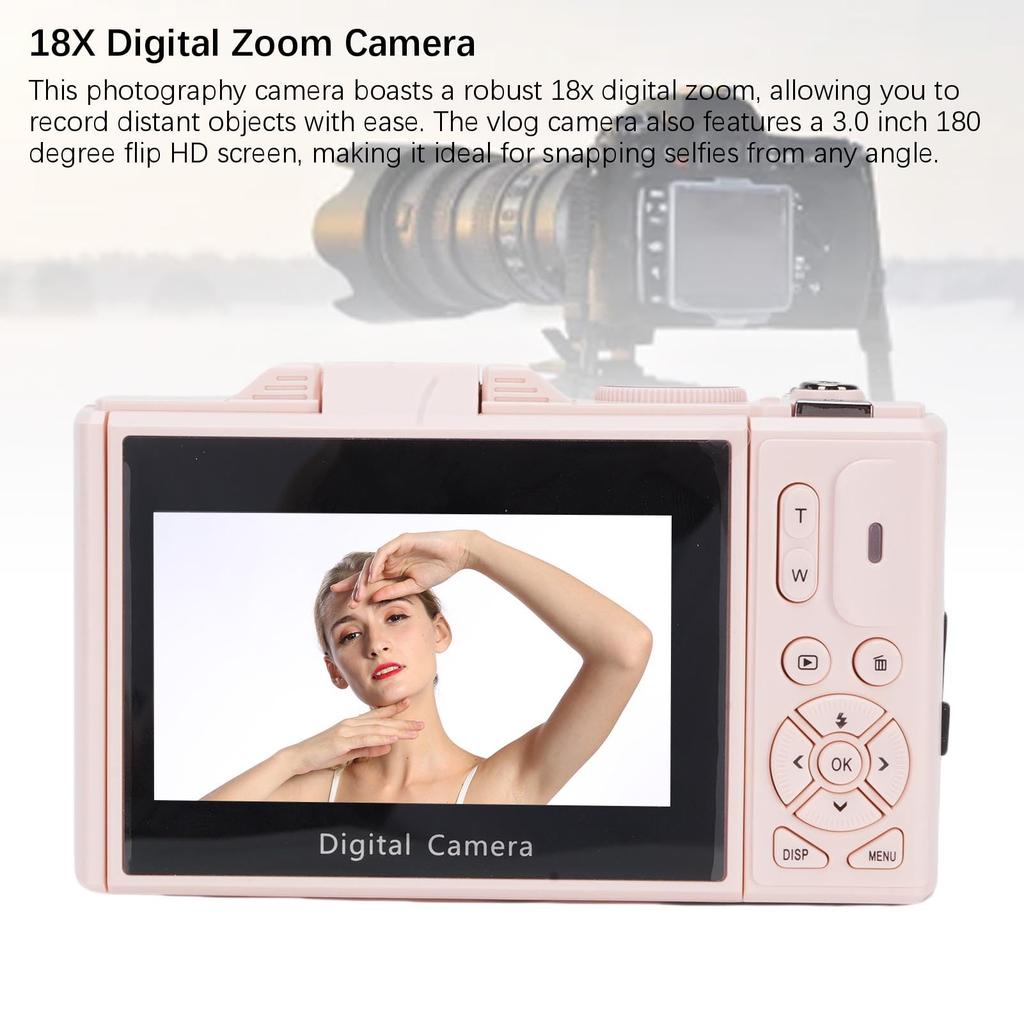 Denash 5K Digitalkamera, 75MP 18x Digitalzoom-Kamera, 3,0-Zoll 180° Klappbildschirm, WiFi Video-Blog-Kamera mit 32GB Speicher für Fotografie