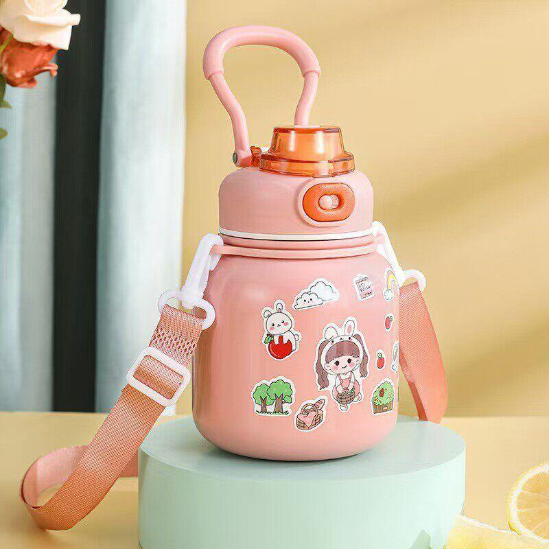 Cup Portable Outdoor Crossbody Strap Student Children's Cups School Special Large Capacity Vacuum Cup Straw Manufacturer