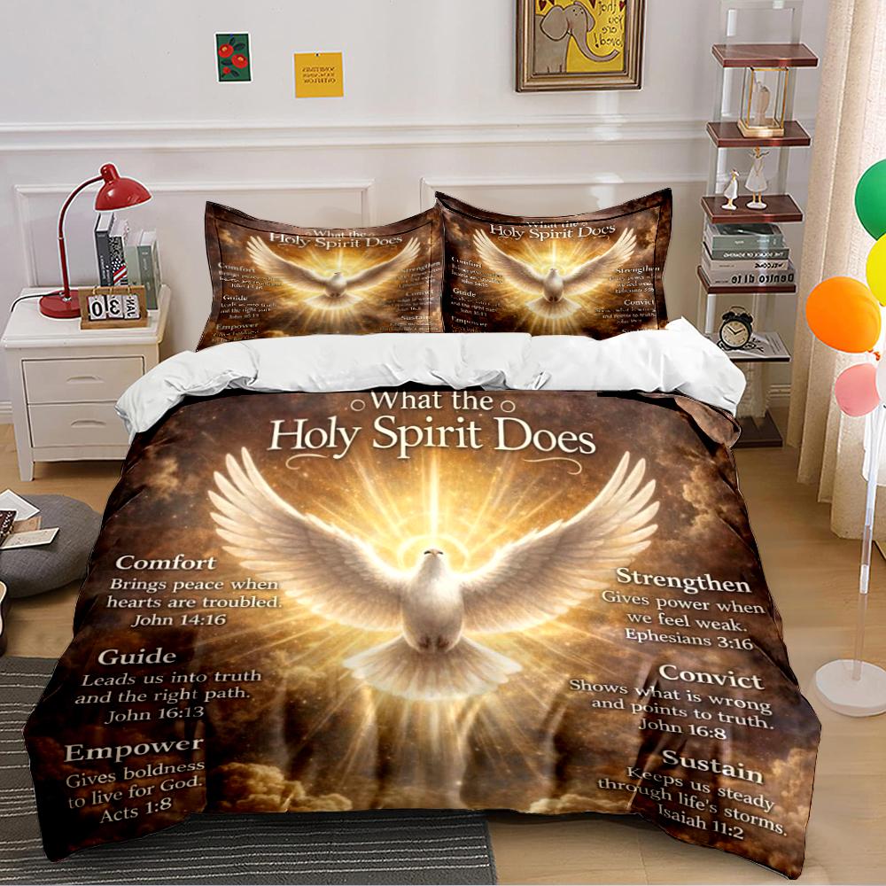 Christian Bedding Set with Holy Spirit Dove Bedding set (1 duvet cover, 2 pillowcases, duvet not included) 135x200cm