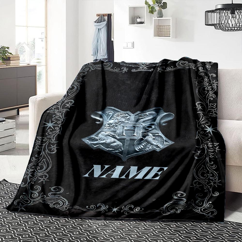 Custom Name Elegant Gothic Crest blanket for Couch & Bed, Plush Cozy Fuzzy Blanket Super Soft & Warm Blankets for Fall and Winter. 090874