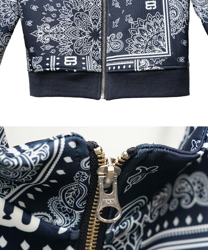 DIVINER GOLF Long Sleeve Golf Set for featuring a Paisley and Jogger Size Navy Men's Fall/Winter, Print, Stand-Up Collar, Pants. L, (Navy Logo).