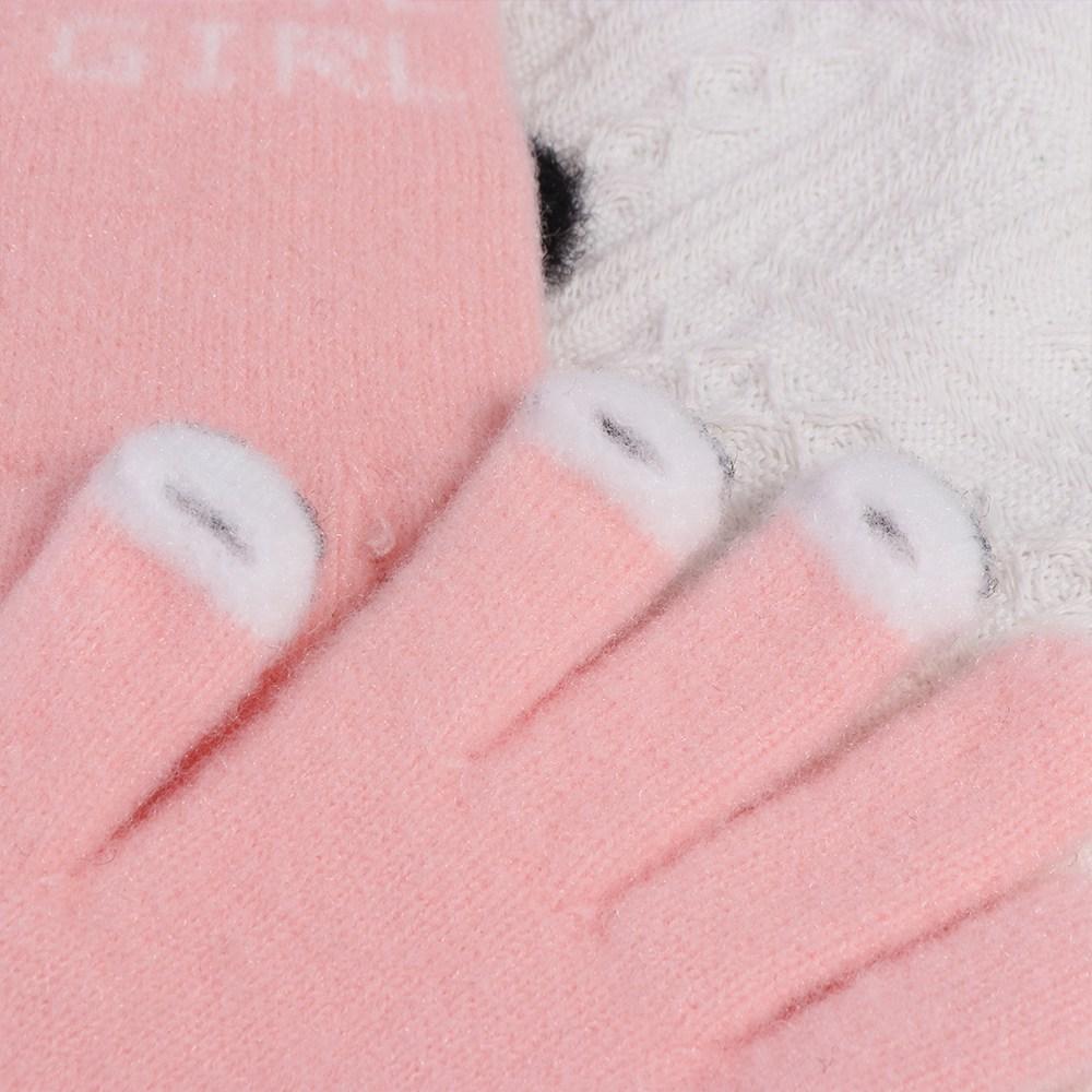 Soft Touch Screen Plush Knitted Gloves Warm Panda Fluffy Mittens Open Finger Letter Cute Velvet Gloves Student