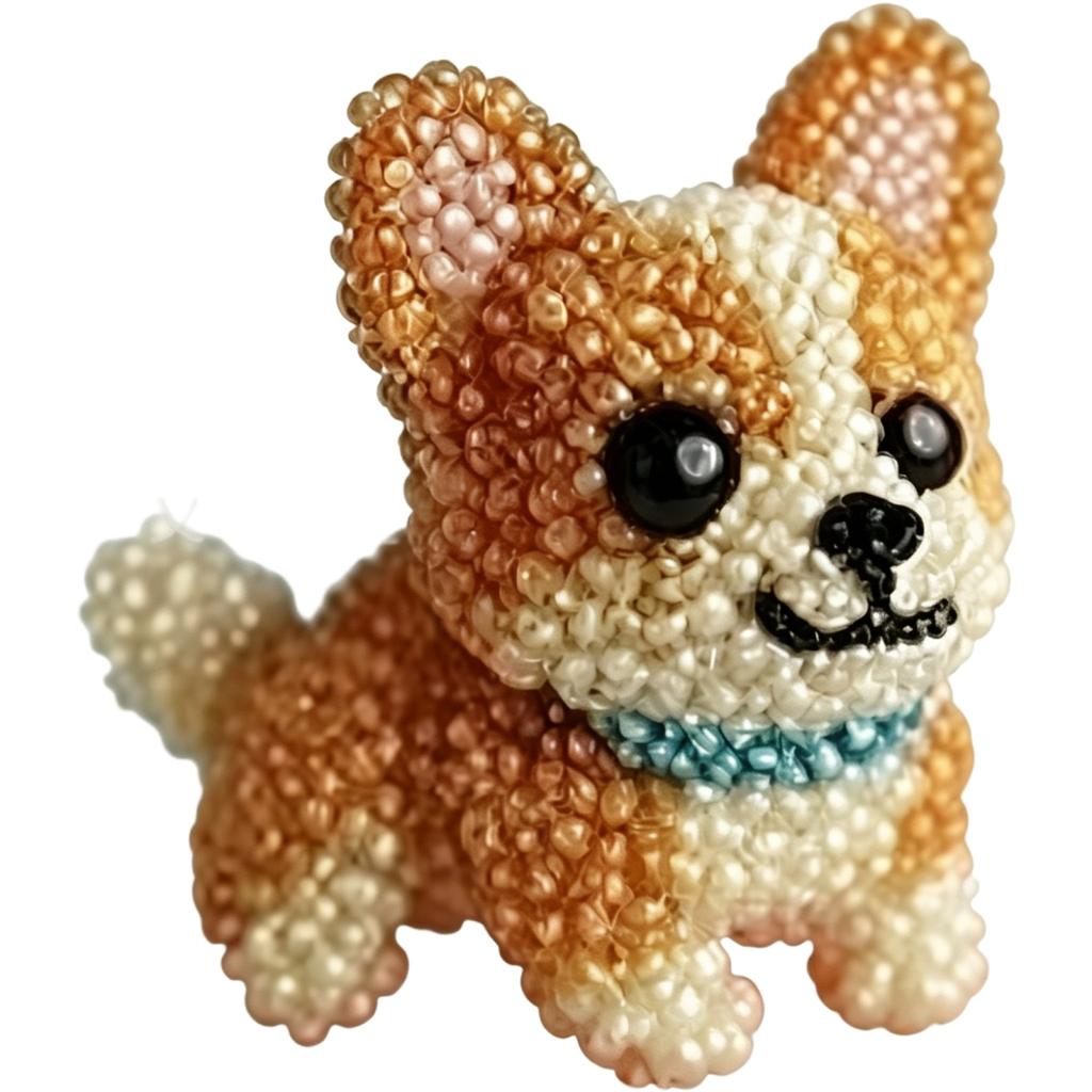 DIY Beaded Dog Embroidery Kit Handcraft Beadwork Animal Model Kit with Materials and Instructions for Beginners and Adults