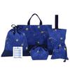 KIYOHARA Boys' Lesson Bag, Indoor Shoes Bag, Gym Clothes Bag, Lunch Bag, Cup Bag, Name Stickers, Constellation Design, Navy, NNF17-S5
