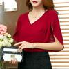 Women Summer Red Apricot Black Batwing Sleeve Blouse