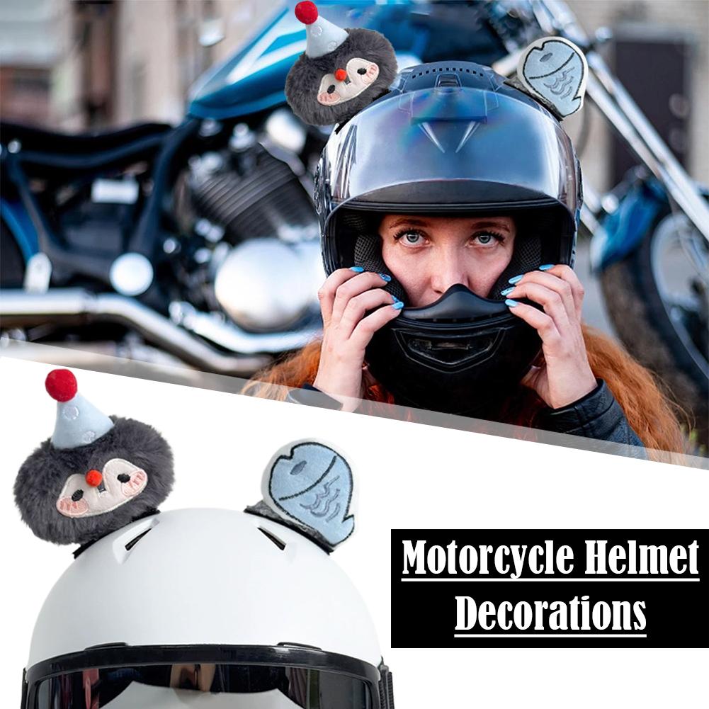 Cute Plush Motorcycle Helmet Decorations Cartoon Fish Ear Shaped Helmet Accessories For Motorcyclists Riders Helmet Ornamen B7D4